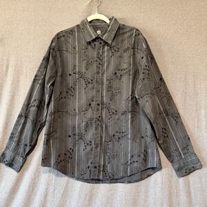 Helix Black Stripe Paisley Long Sleeve Button Up Collared Shirt Mens XL